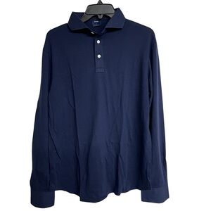 New Mens Brisk Midnight Blue Feather Soft‎ Pique Full Sleeve Polo Shirt